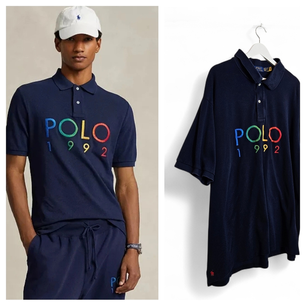 Polo Ralph Lauren 1992 Logo Polo Shirt Navy 3XLT Old Money Preppy Cotton